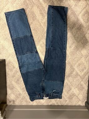 BDG Two-Tone Patchwork Baggy Blue Jeans